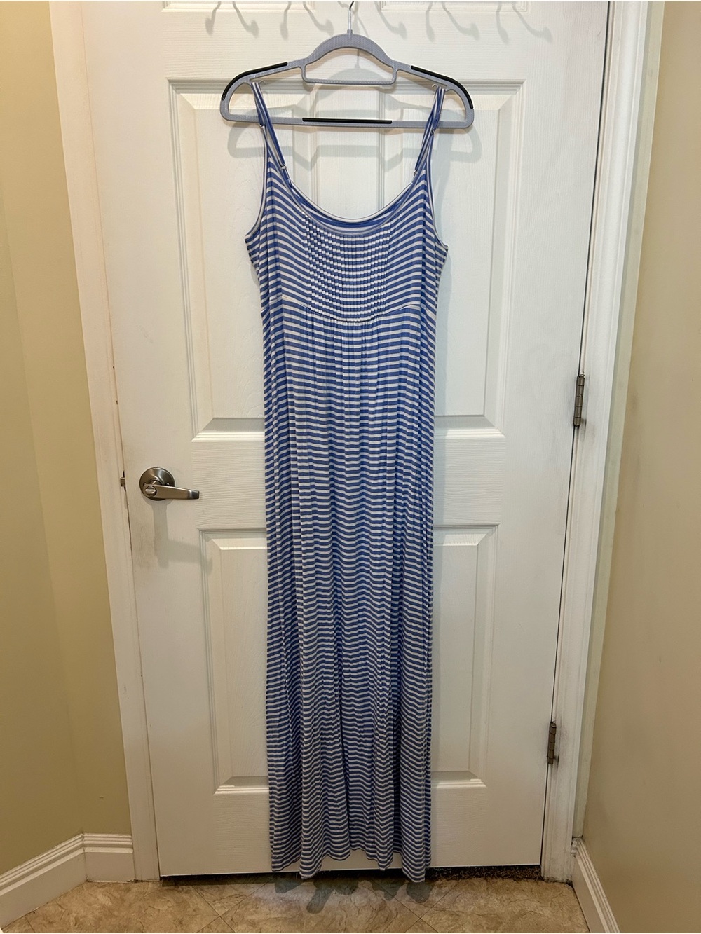 Calvin Klein: sz 14 - Blue and White Striped Tank Dress